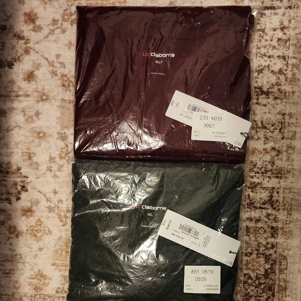 Liz Claiborne Women's Burgundy and Heather Grey V-Neck L/S